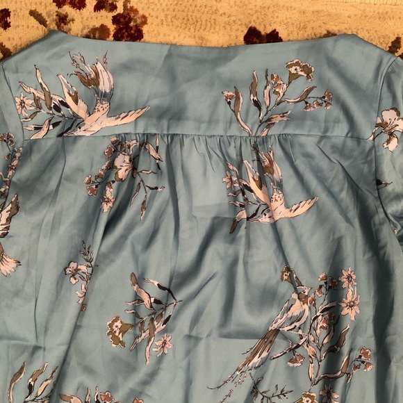 H&M Robins Egg Blue Floral Top size XS NWT Birds - Picture 6 of 11